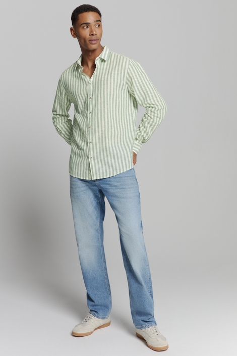 NO-EXCESS shirt verical big stripes with line